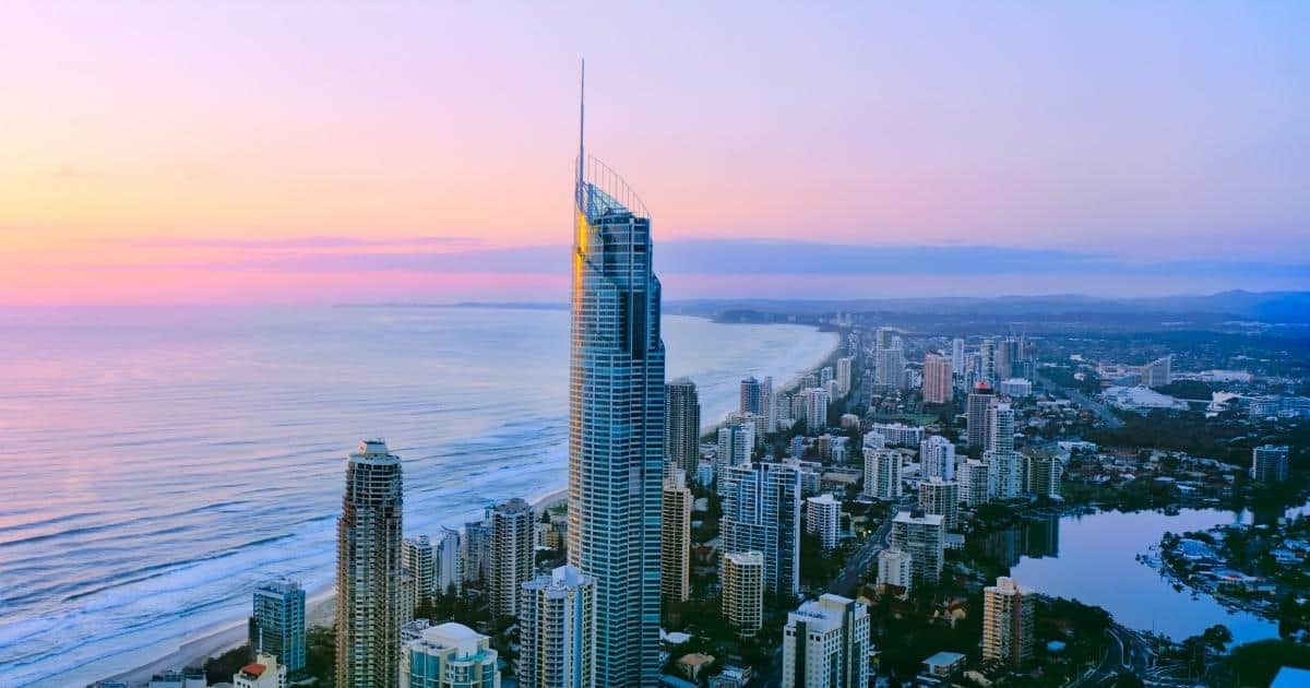 gold coast sunset aerial view